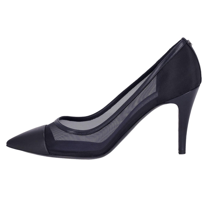 Chanel Mesh & Leather Heels With A 'CC' Logo Detail. Size 39.5