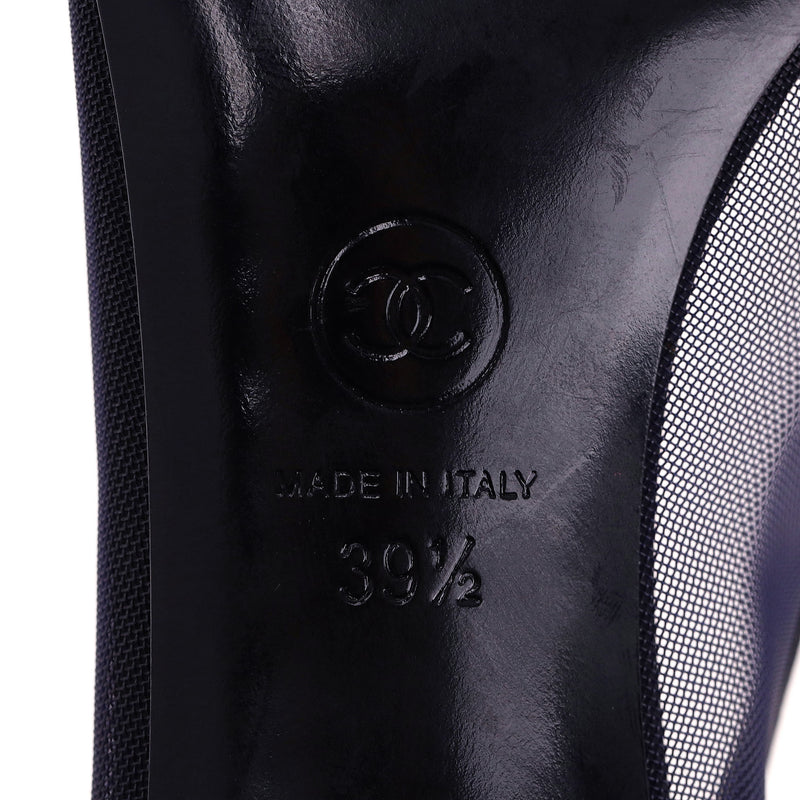 Chanel Mesh & Leather Heels With A 'CC' Logo Detail. Size 39.5