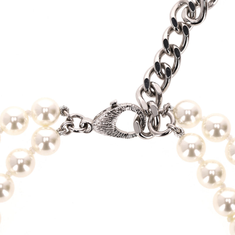 Chanel Double-Strand Pearl Necklace With Crystal Embellished Maltese Cross