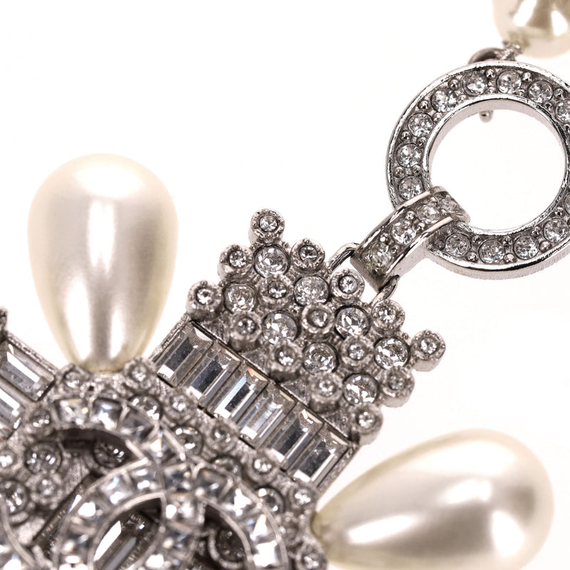 Chanel Double-Strand Pearl Necklace With Crystal Embellished Maltese Cross