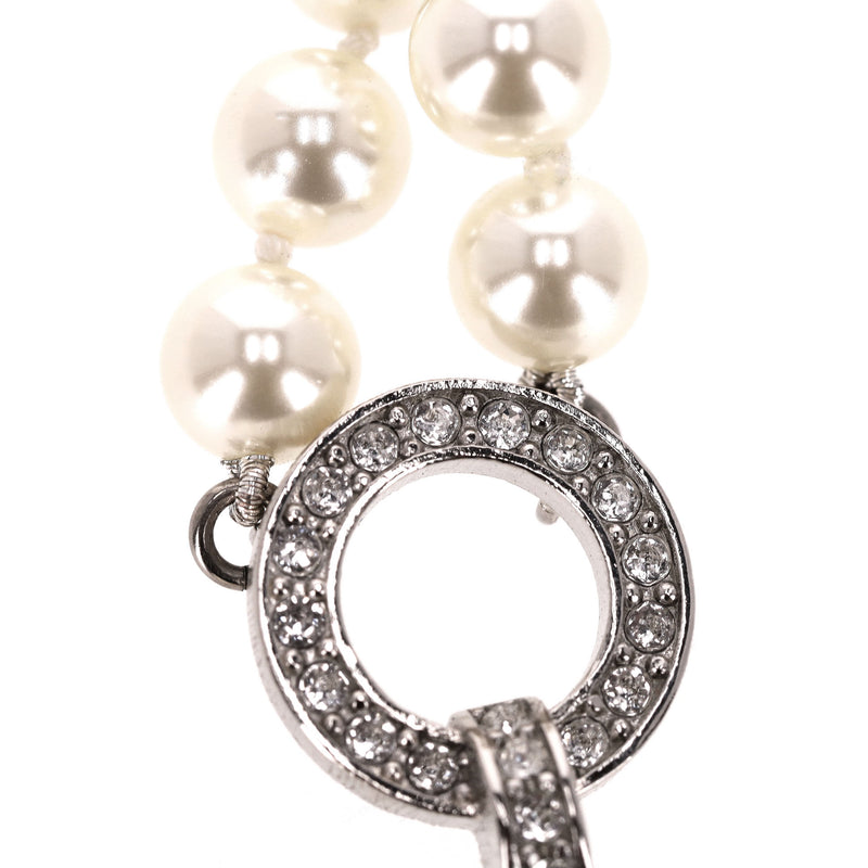 Chanel Double-Strand Pearl Necklace With Crystal Embellished Maltese Cross