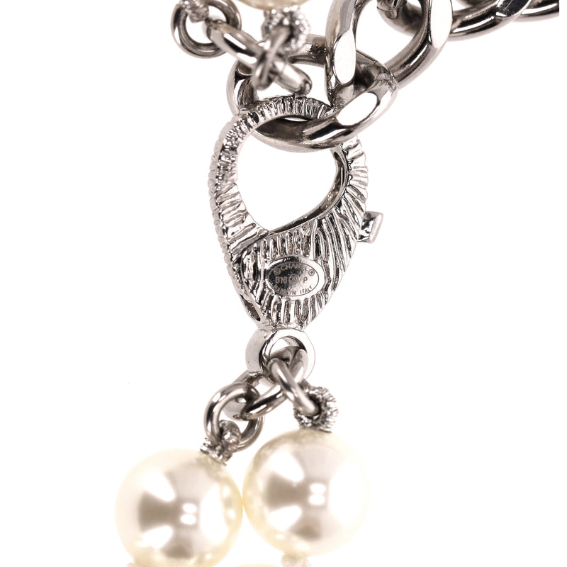 Chanel Double-Strand Pearl Necklace With Crystal Embellished Maltese Cross