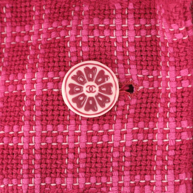 Chanel Paris Seoul Checked Cotton Tweed Jacket. Size 36FR