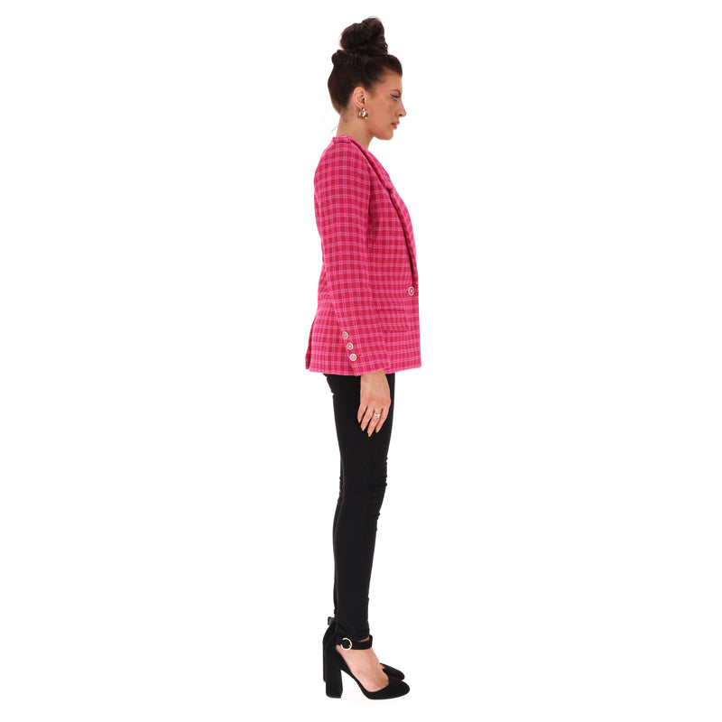 Chanel Paris Seoul Checked Cotton Tweed Jacket. Size 36FR