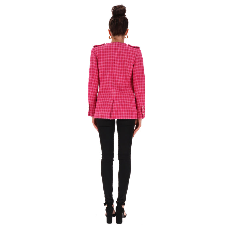 Chanel Paris Seoul Checked Cotton Tweed Jacket. Size 36FR