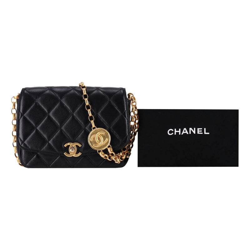Chanel Quilted Lambskin Flap Bag With Coco Chanel Coin Detail