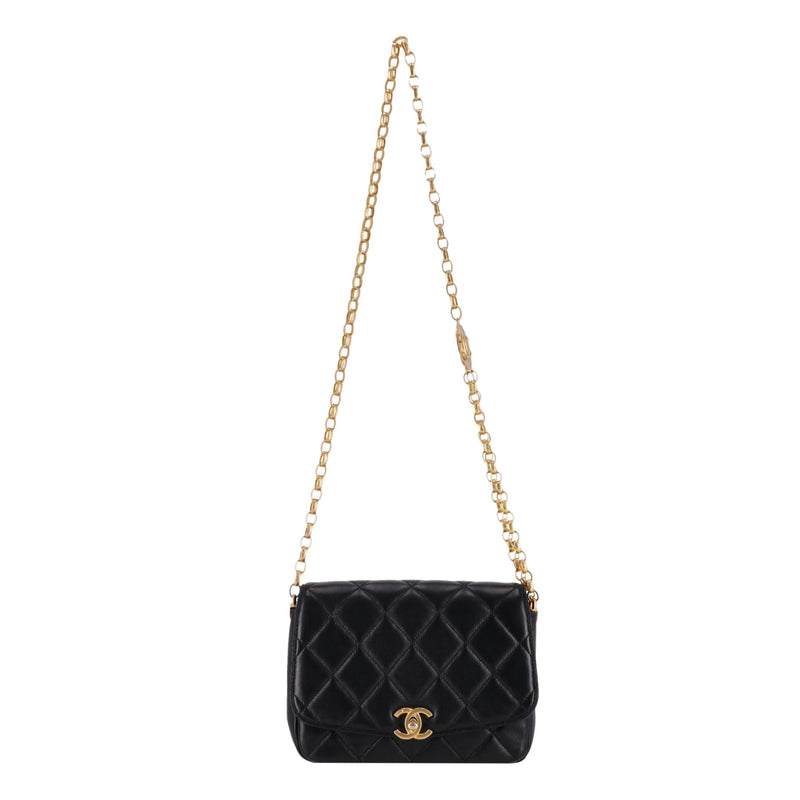Chanel Quilted Lambskin Flap Bag With Coco Chanel Coin Detail