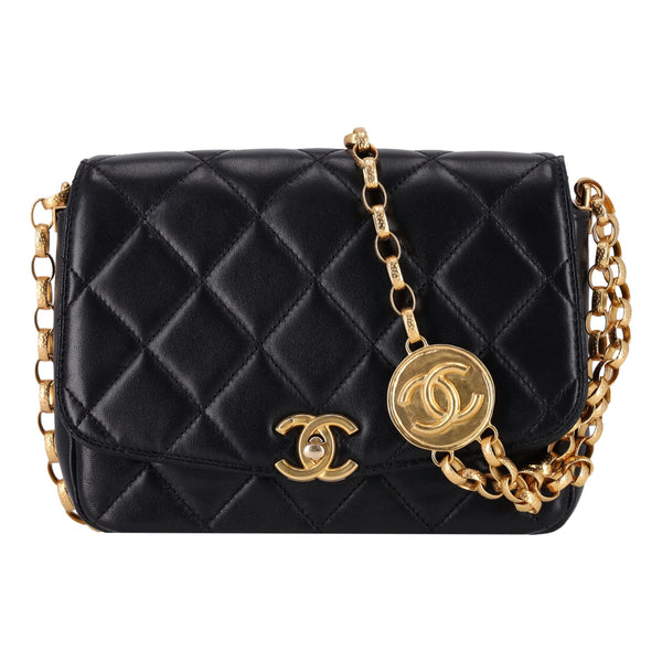 Chanel Quilted Lambskin Flap Bag With Coco Chanel Coin Detail