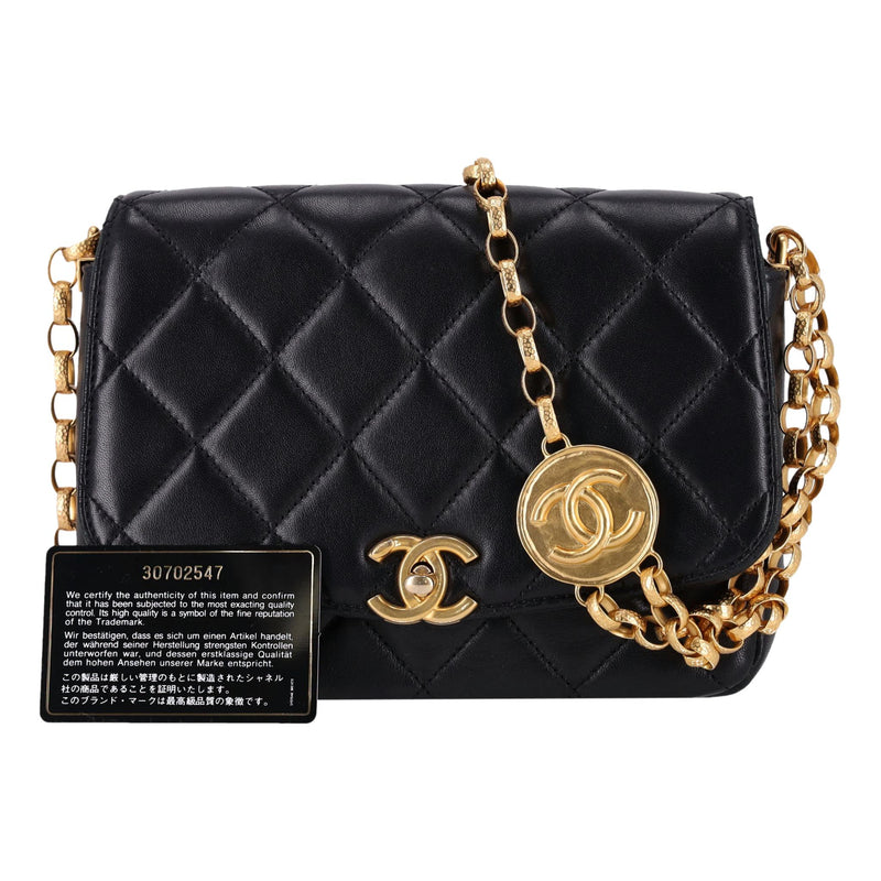 Chanel Quilted Lambskin Flap Bag With Coco Chanel Coin Detail