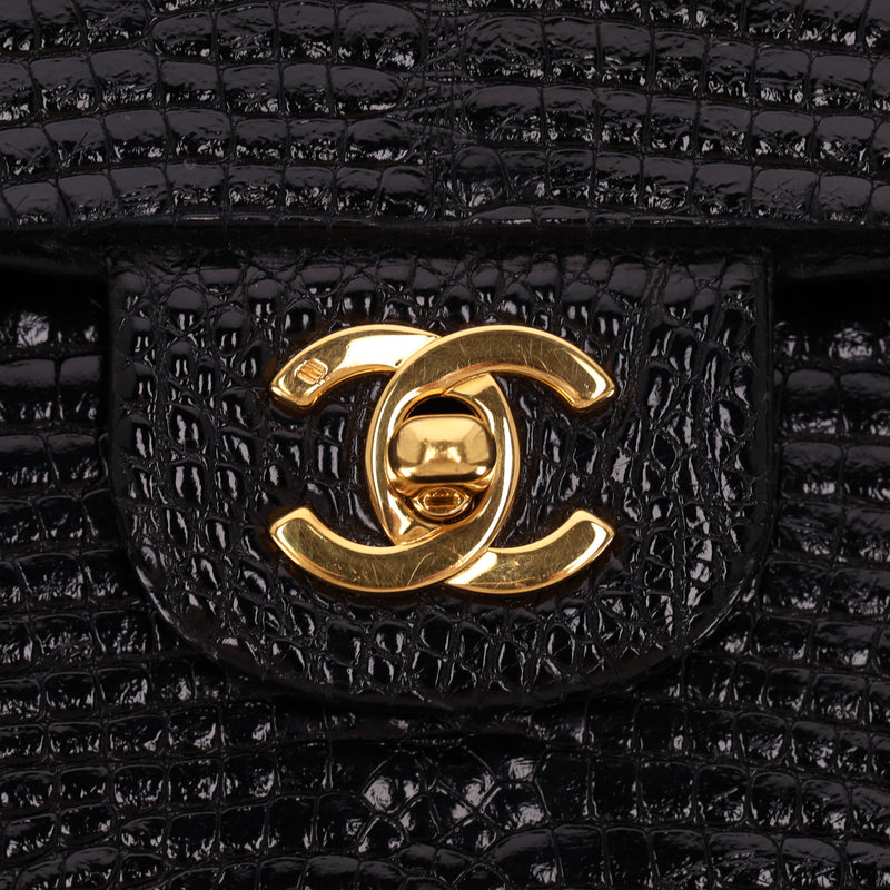 Chanel Vintage 80's Shiny Crocodile Skin Small Timeless Double Flap Bag