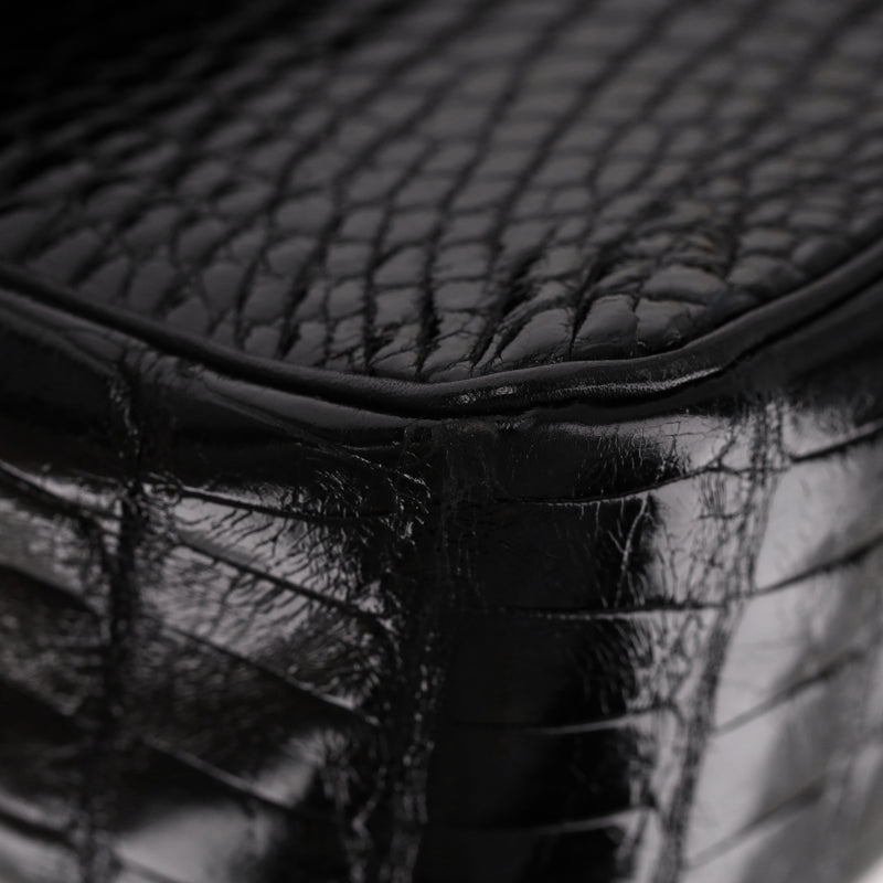 Chanel Vintage 80's Shiny Crocodile Skin Small Timeless Double Flap Bag