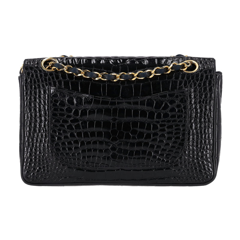 Chanel Vintage 80's Shiny Crocodile Skin Small Timeless Double Flap Bag