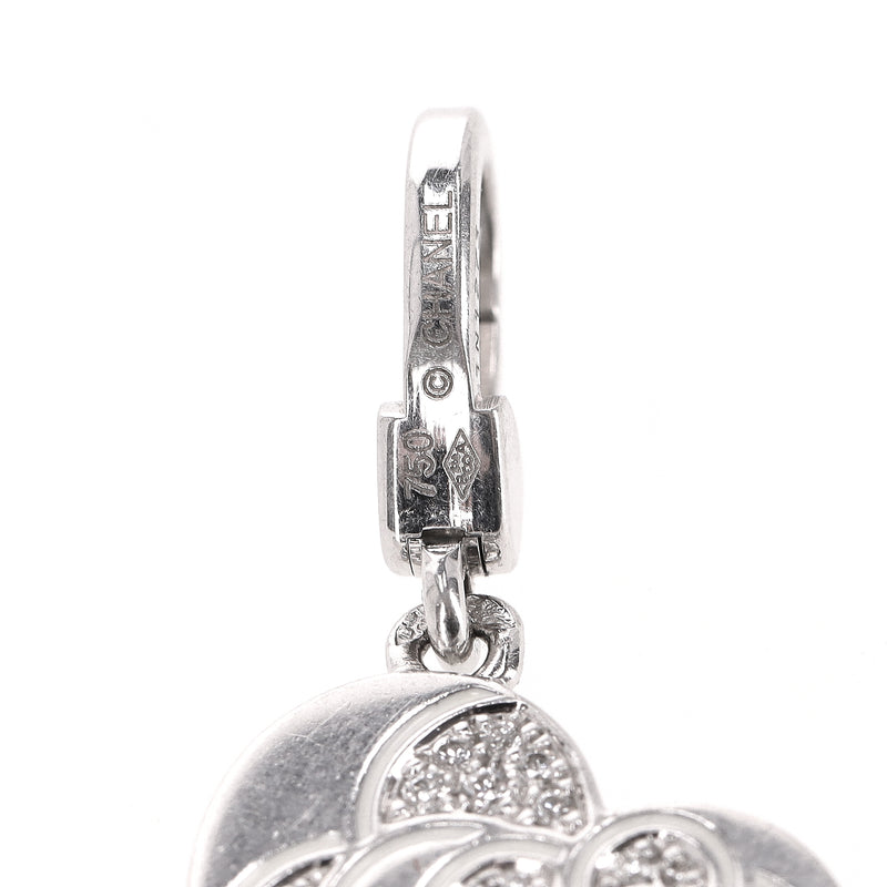 Chanel 18K White Gold & Diamond Camellia Heart-Shaped Charm