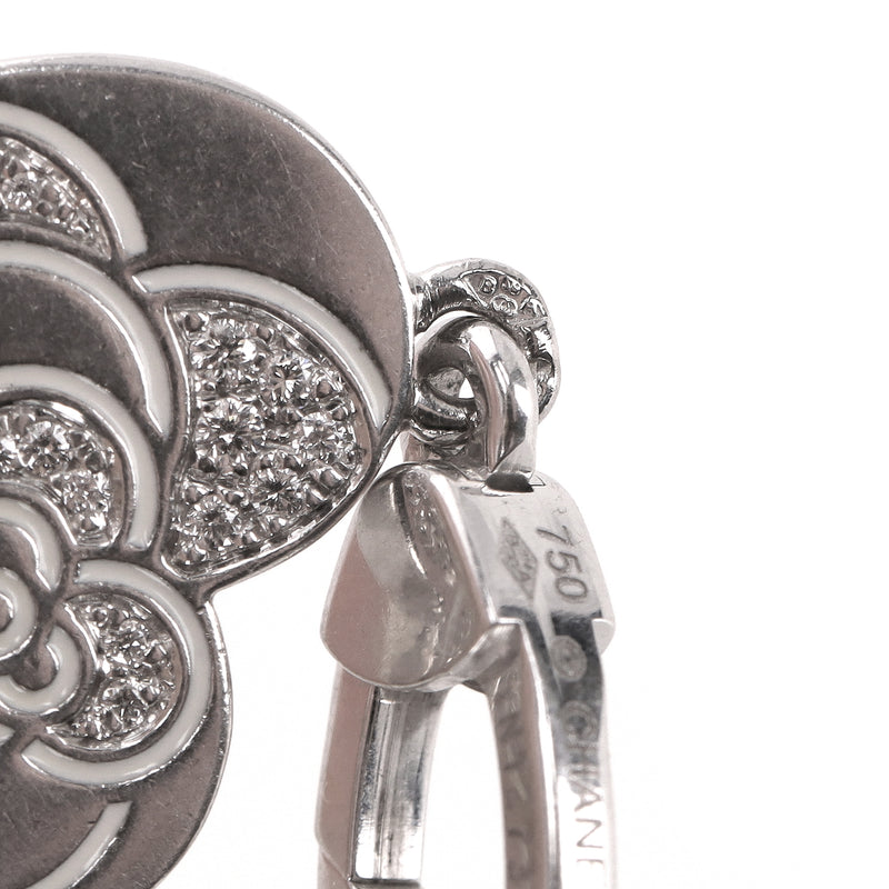 Chanel 18K White Gold & Diamond Camellia Heart-Shaped Charm