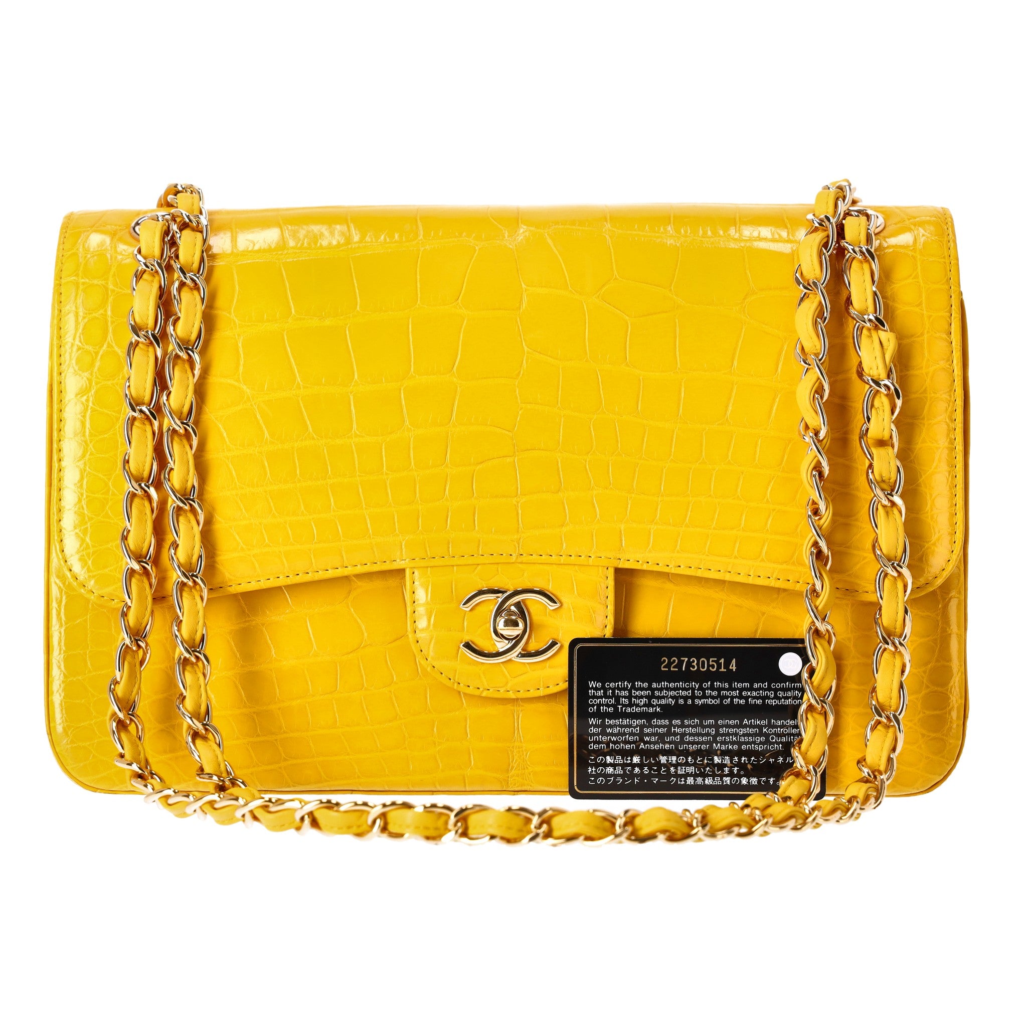 Chanel Jumbo Shiny Alligator Skin Timeless Double Flap Bag – Shush