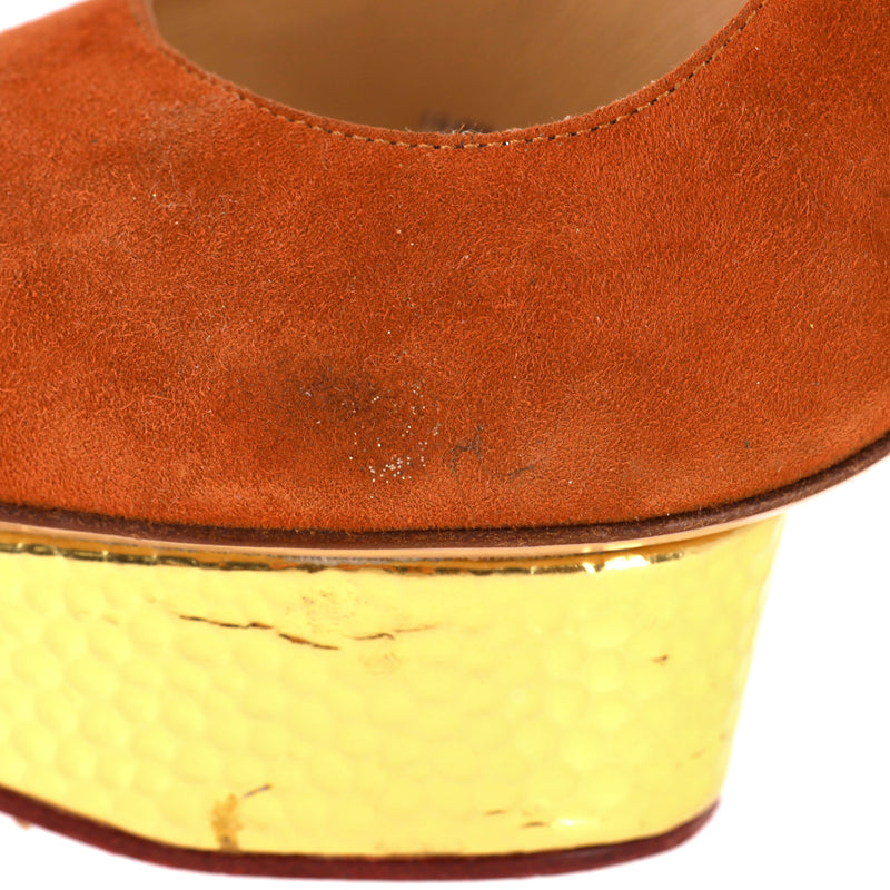 Charlotte Olympia Dolly Pumps With A Metallic Platform. Size 39