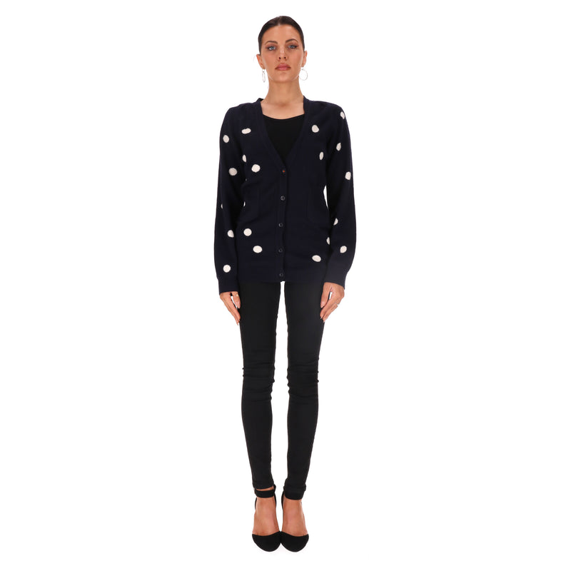Chinti & Parker Cashmere Polka-Dot Cardigan. Size M