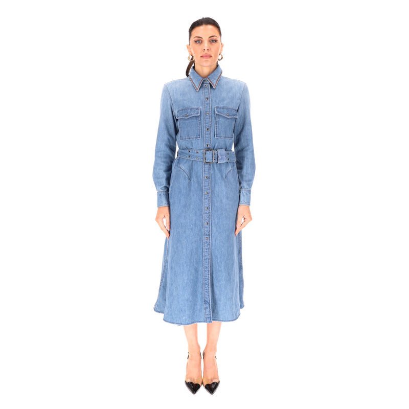 Chloe Denim Midi Shirt Dress. Size 36IT