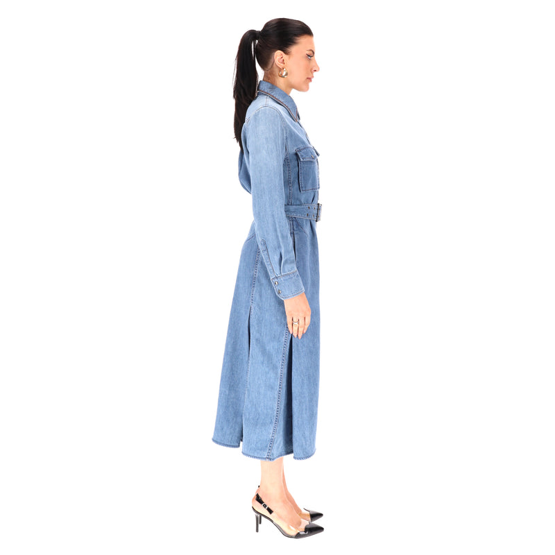 Chloe Denim Midi Shirt Dress. Size 36IT