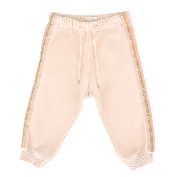 Chloe Baby Girl Logo Stripe Cotton Track Pants. Size 12M