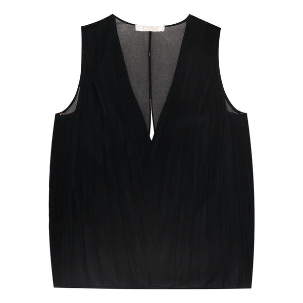 Chloe Pleated Top With Sheer Back. Size 34FR