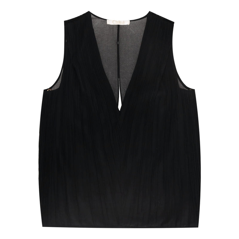Chloe Pleated Top With Sheer Back. Size 34FR