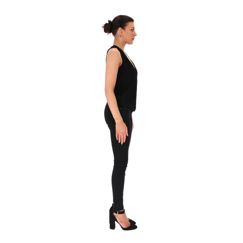 Chloe Pleated Top With Sheer Back. Size 34FR