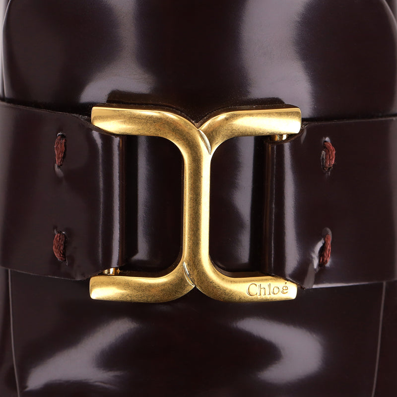 Chloe Marcie Glossed Leather Loafers. Size 40