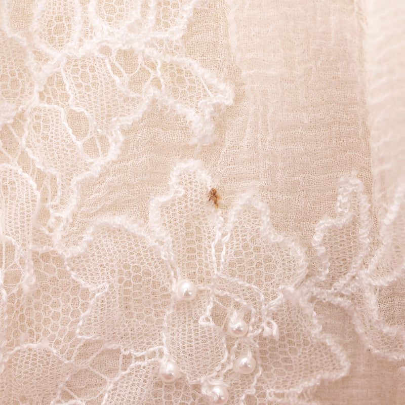 Chloe Silk, Linen & Cotton Blend Lace & Pearl Detail Top. Size XS