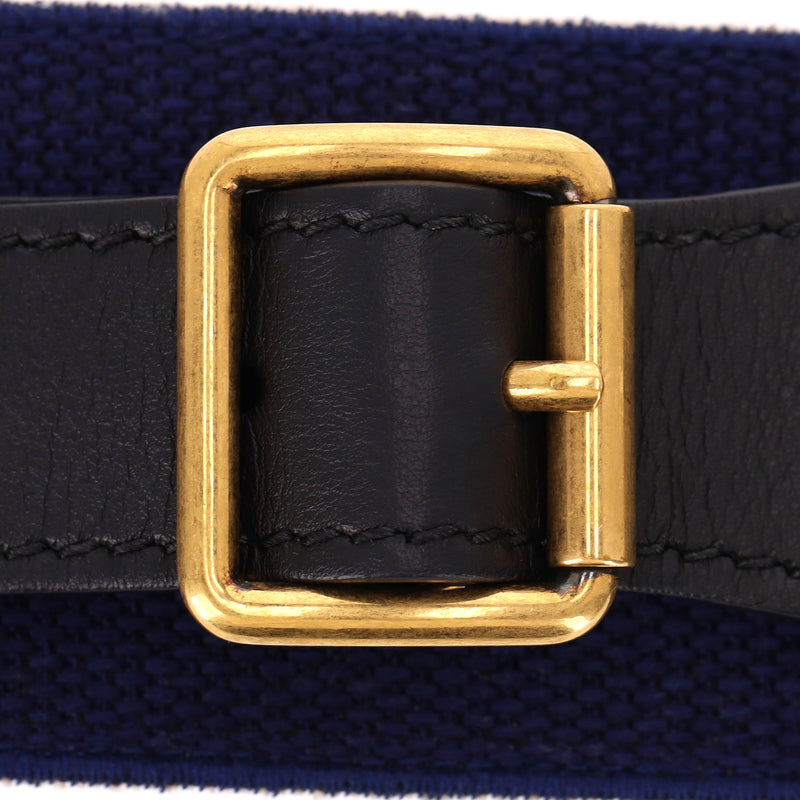 Christian Dior Logo Canvas & Leather Embroidered Belt
