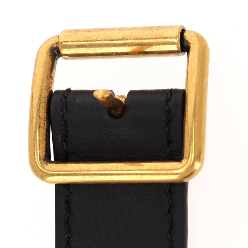 Christian Dior Logo Canvas & Leather Embroidered Belt