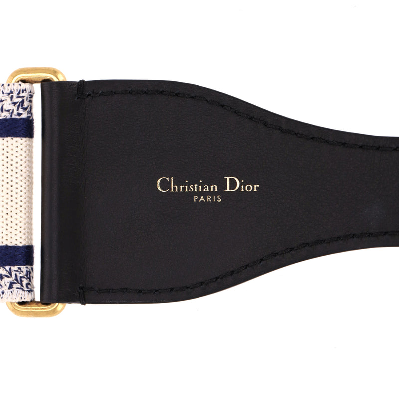 Christian Dior Logo Canvas & Leather Embroidered Belt