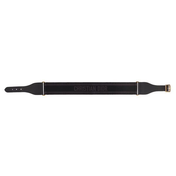 Christian Dior Logo Canvas & Leather Embroidered Belt