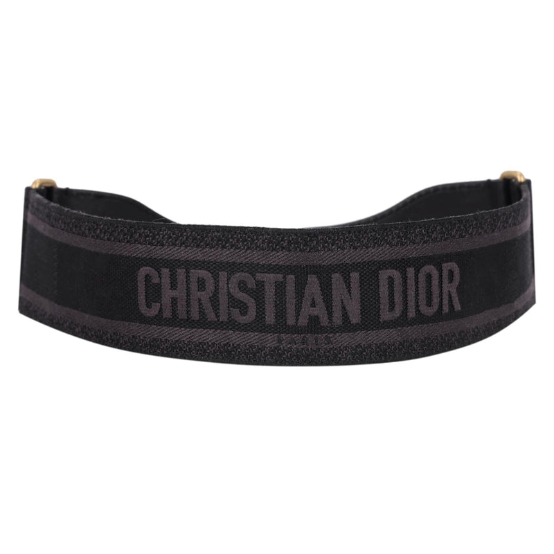 Christian Dior Logo Canvas & Leather Embroidered Belt