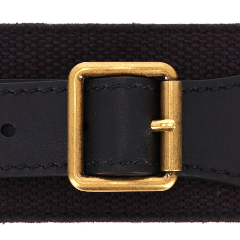 Christian Dior Logo Canvas & Leather Embroidered Belt