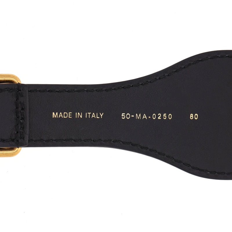 Christian Dior Logo Canvas & Leather Embroidered Belt