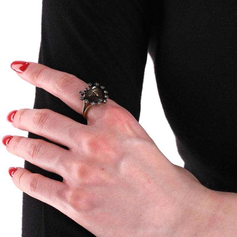 Dior Crystal Heart-Shaped Bee Ring