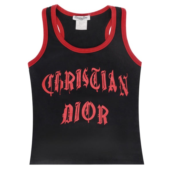 Christian Dior Boutique Y2K Gothic Logo Cotton Tank Top. Size 38FR