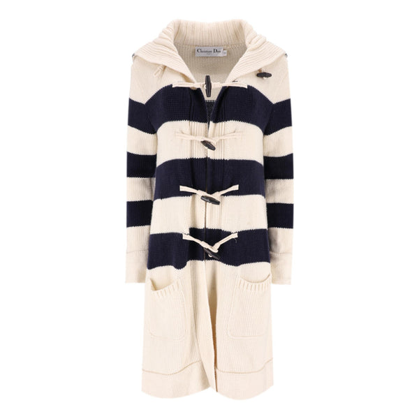 Christian Dior Cashmere & Wool Striped Logo Cardi/Coat. Size 40FR
