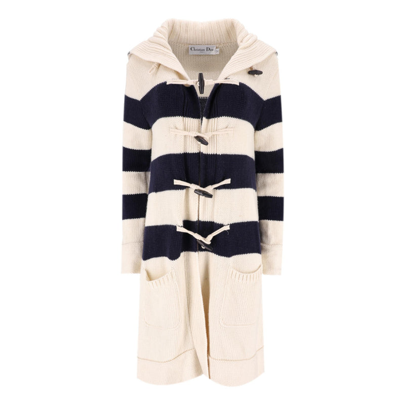 Christian Dior Cashmere & Wool Striped Logo Cardi/Coat. Size 40FR