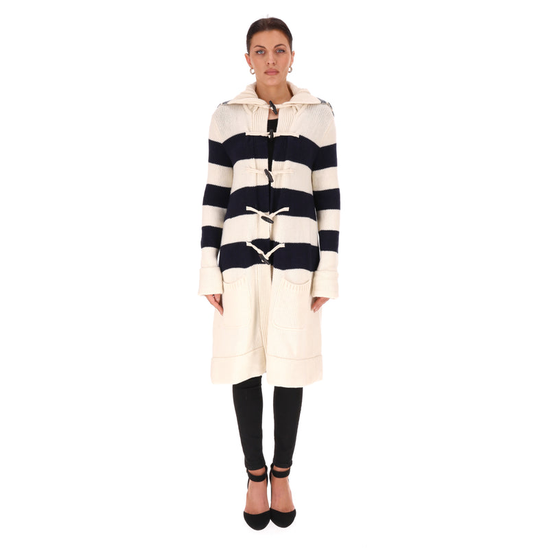 Christian Dior Cashmere & Wool Striped Logo Cardi/Coat. Size 40FR