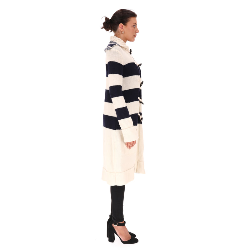 Christian Dior Cashmere & Wool Striped Logo Cardi/Coat. Size 40FR