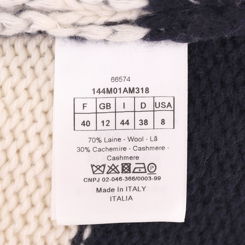 Christian Dior Cashmere & Wool Striped Logo Cardi/Coat. Size 40FR