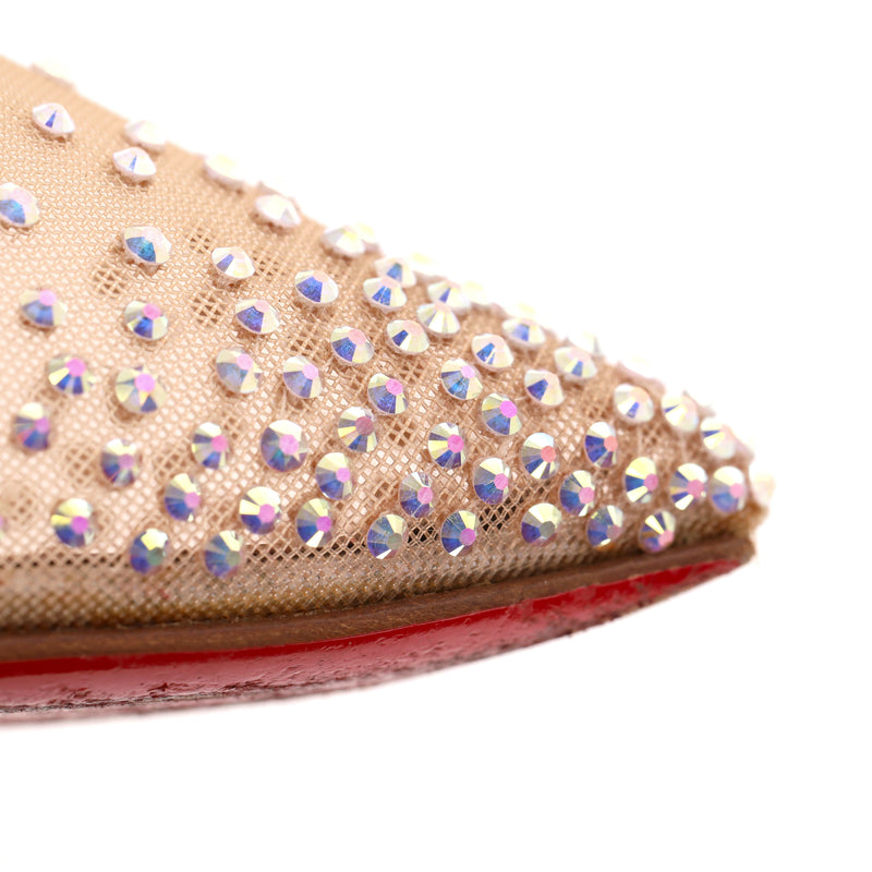Christian Louboutin Follies Strass Crystal Embellished Mesh Pumps. Size 38