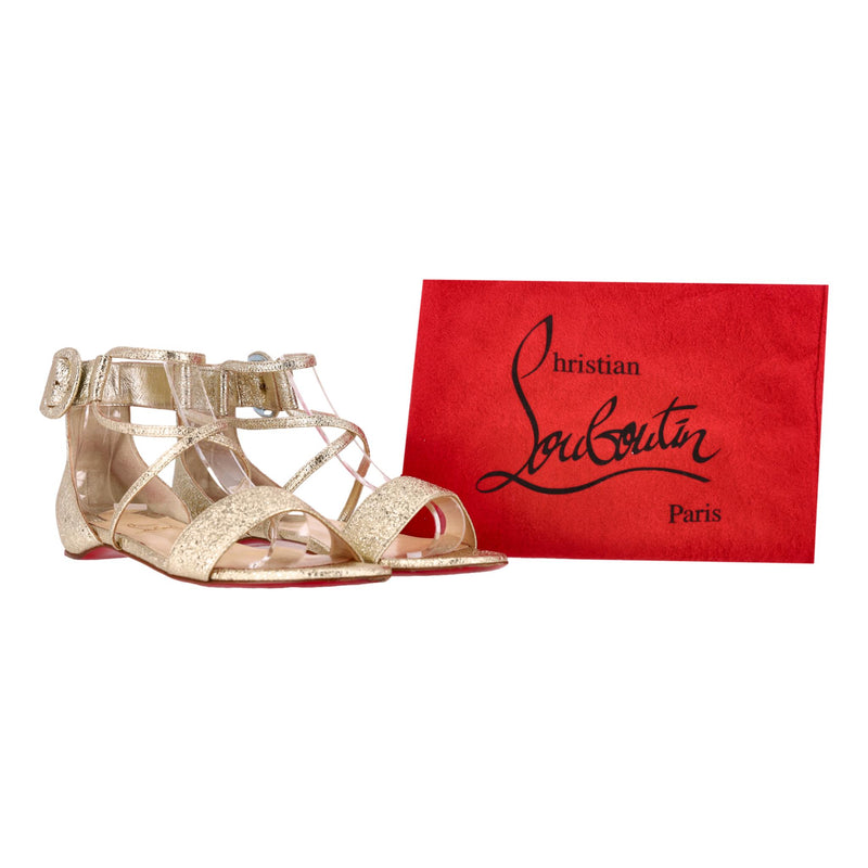 Christian Louboutin Metallic Leather Sandals. Size 37