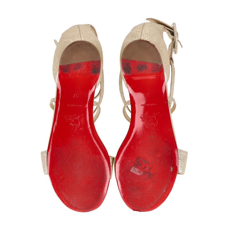 Christian Louboutin Metallic Leather Sandals. Size 37