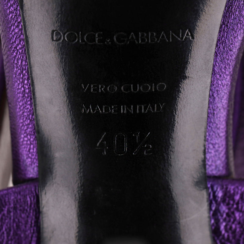 Dolce & Gabbana Metallic Leather Heeled Sandals. Size 40.5