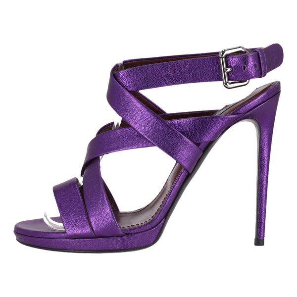 Dolce & Gabbana Metallic Leather Heeled Sandals. Size 40.5