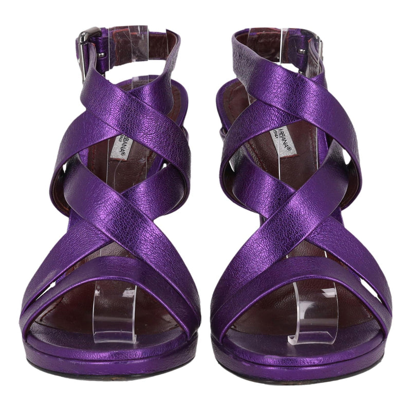 Dolce & Gabbana Metallic Leather Heeled Sandals. Size 40.5