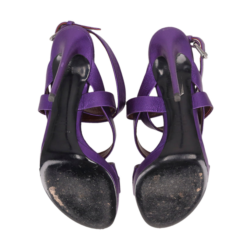 Dolce & Gabbana Metallic Leather Heeled Sandals. Size 40.5